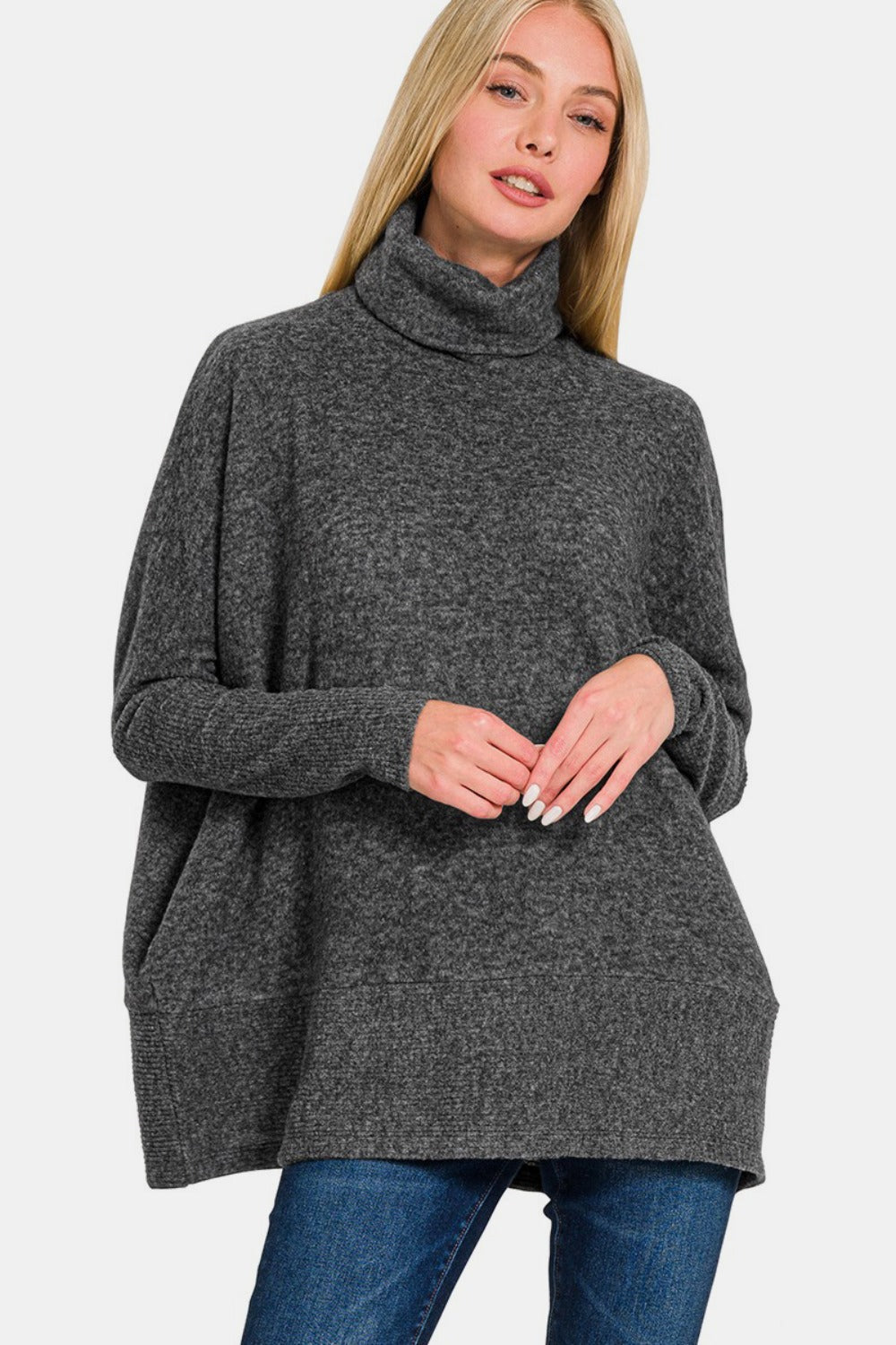 Long Sleeve 'Panther' Hacci Turtleneck main image 0