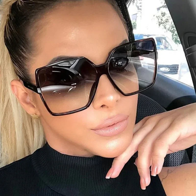 Fashion Women Oversize Sunglasses Gradient Plastic Brand Designer Female Sun Glasses Uv400 Glasses Women Oversized Polarized